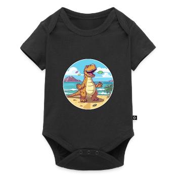 Dinosaure aquarelle dessin animé Kawaii Clipart Animal - Body à manches courtes Premium Bébé - noir - Devant