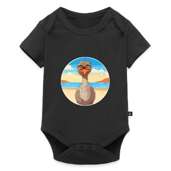 Emu Watercolor Cartoon Kawaii Clipart Animal - Baby Premium short-sleeve bodysuit - black - Front
