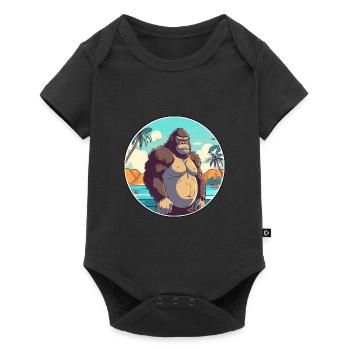 Gorilla Watercolor Cartoon Kawaii Clipart Animal - Baby Premium short-sleeve bodysuit - black - Front