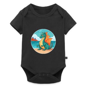 Dragon Watercolor Cartoon Kawaii Clipart Animal - Baby Premium short-sleeve bodysuit - black - Front