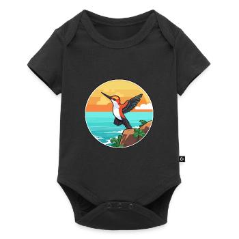Colibri aquarelle dessin animé Kawaii Clipart animal de compagnie - Body à manches courtes Premium Bébé - noir - Devant