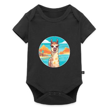 Llama Watercolor Cartoon Kawaii Clipart Animal - Baby Premium short-sleeve bodysuit - black - Front