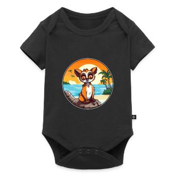 Lemur Watercolor Cartoon Kawaii Clipart Animal - Baby Premium short-sleeve bodysuit - black - Front
