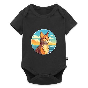 Lynx Watercolor Cartoon Kawaii Clipart Animal - Baby Premium short-sleeve bodysuit - black - Front