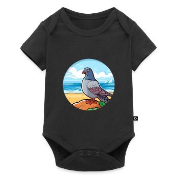 Pigeon aquarelle dessin animé kawaii clipart animal - Body à manches courtes Premium Bébé - noir - Devant