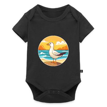 Seagull Watercolor Cartoon Kawaii Clipart Animal - Baby Premium short-sleeve bodysuit - black - Front