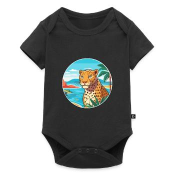Jaguar Watercolor Cartoon Kawaii Clipart Animal - Baby Premium short-sleeve bodysuit - black - Front