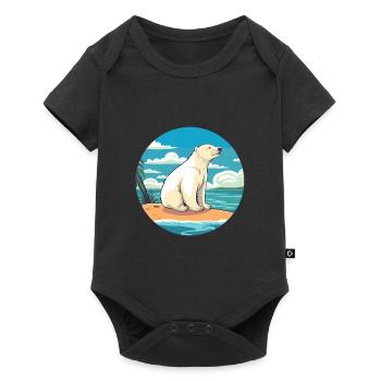 Ours polaire aquarelle dessin animé Kawaii Clipart animal de compagnie - Body à manches courtes Premium Bébé - noir - Devant