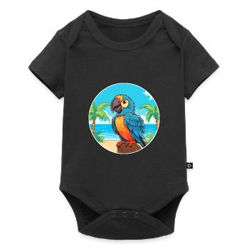 Parrot Watercolor Cartoon Kawaii Clipart Animal - Baby Premium short-sleeve bodysuit - black - Front