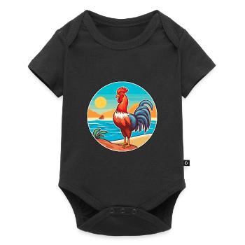 Rooster Watercolor Cartoon Kawaii Clipart Animal - Baby Premium short-sleeve bodysuit - black - Front