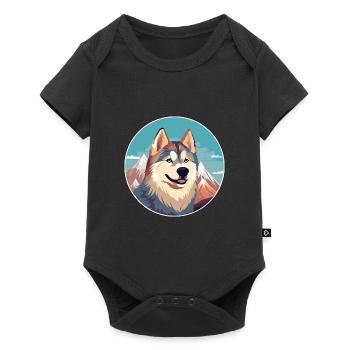 Alopekis Dog Breed Cartoon Kawaii Watercolor - Baby Premium short-sleeve bodysuit - black - Front
