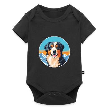 Chien de berger basque race dessin animé kawaii watercolo - Body à manches courtes Premium Bébé - noir - Devant