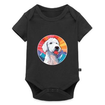 Bedlington Terrier chien race dessin animé Kawaii Waterc - Body à manches courtes Premium Bébé - noir - Devant