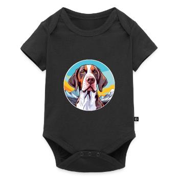 Ariege Pointer Hund Rasse Cartoon Kawaii Aquarell - Baby Premium Kurzarmbody - Schwarz - Vorne