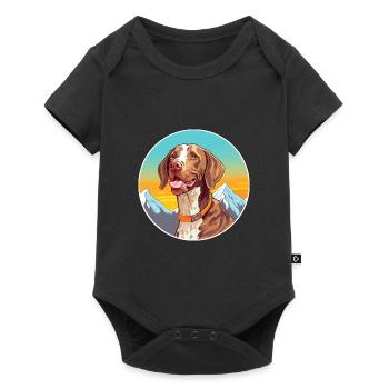 Chien d’arrêt belge race Cartoon Kawaii Watercolo - Body à manches courtes Premium Bébé - noir - Devant