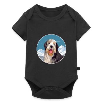 Barbu Collie chien race dessin animé Kawaii aquarelle - Body à manches courtes Premium Bébé - noir - Devant