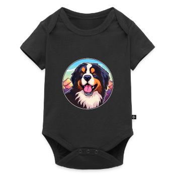 Berner Laufhund Dog Breed Cartoon Kawaii Watercolo - Baby Premium short-sleeve bodysuit - black - Front