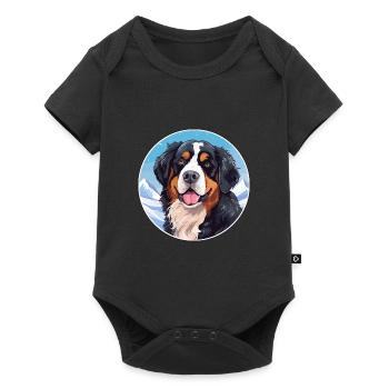 Bernese Mountain Dog Breed Cartoon Kawaii Watercol - Baby Premium short-sleeve bodysuit - black - Front