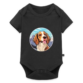 Bretagne chien race dessin animé Kawaii aquarelle - Body à manches courtes Premium Bébé - noir - Devant