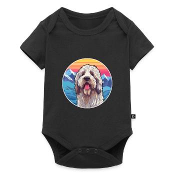 Bergamasco chien race dessin animé Kawaii aquarelle - Body à manches courtes Premium Bébé - noir - Devant