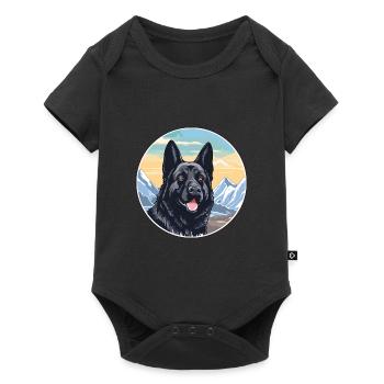 Chien d’élan norvégien noir race de chien Cartoon Kawaii - Body à manches courtes Premium Bébé - noir - Devant