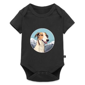 Borzoi Dog Breed Cartoon Kawaii Watercolor - Baby Premium short-sleeve bodysuit - black - Front