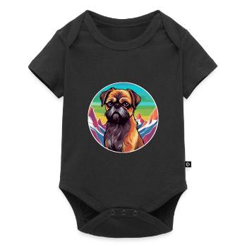 Griffon de Bruxelles race de chien Cartoon Kawaii Watercol - Body à manches courtes Premium Bébé - noir - Devant