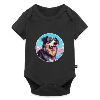Bucovine Chien de berger race Cartoon Kawaii Waterco - Body à manches courtes Premium Bébé - noir - Devant