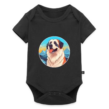 Caucasian Ovcharka Dog Breed Cartoon Kawaii Waterc - Baby Premium short-sleeve bodysuit - black - Front