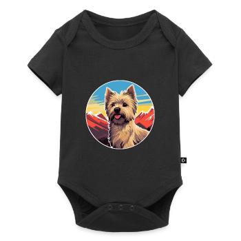 Cairn Terrier chien race dessin animé Kawaii aquarelle - Body à manches courtes Premium Bébé - noir - Devant