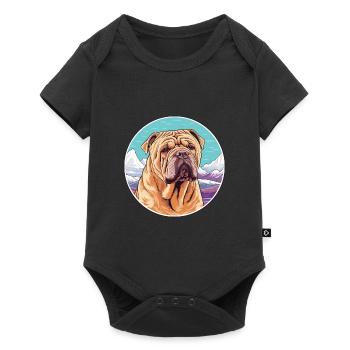 Chinois Shar Pei chien race dessin animé kawaii watercol - Body à manches courtes Premium Bébé - noir - Devant
