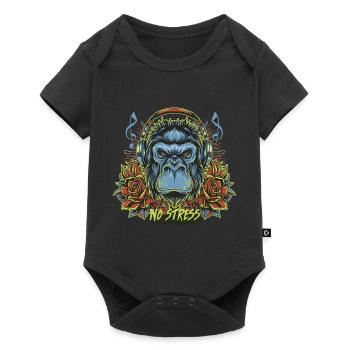 Gorille avec des écouteurs Drôle de dicton NO STRESS - Body à manches courtes Premium Bébé - noir - Devant