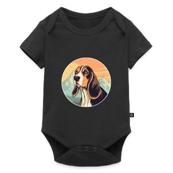 Estonian Hound Dog Breed Cartoon Kawaii Watercolor - Baby Premium short-sleeve bodysuit - black - Front
