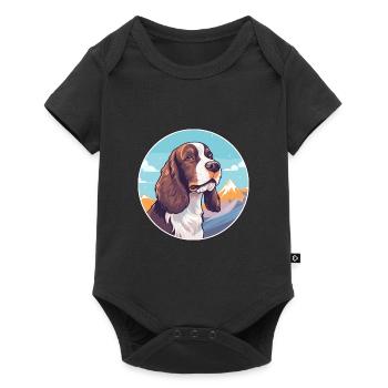 Anglais Springer Épagneul chien race Cartoon Kawaii - Body à manches courtes Premium Bébé - noir - Devant