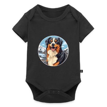 English Shepherd Dog Breed Cartoon Kawaii Watercol - Baby Premium short-sleeve bodysuit - black - Front