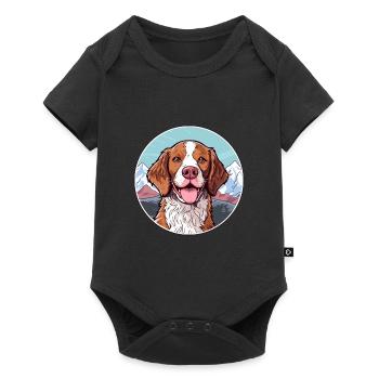 French Brittany Dog Breed Cartoon Kawaii Watercolo - Baby Premium short-sleeve bodysuit - black - Front