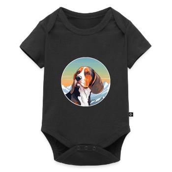 Français Tricolore Hound chien race Cartoon Kawaii Wat - Body à manches courtes Premium Bébé - noir - Devant