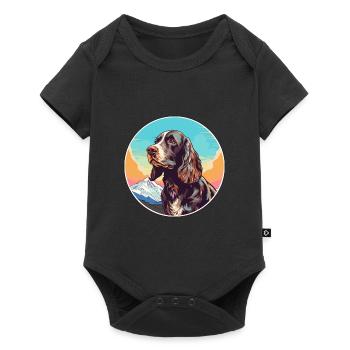 Field Spaniel Hunderasse Cartoon Kawaii Aquarell - Baby Premium Kurzarmbody - Schwarz - Vorne