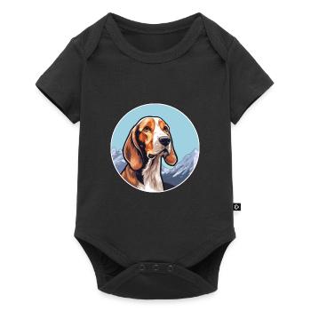 Finnish Hound Dog Breed Cartoon Kawaii Watercolor - Baby Premium short-sleeve bodysuit - black - Front