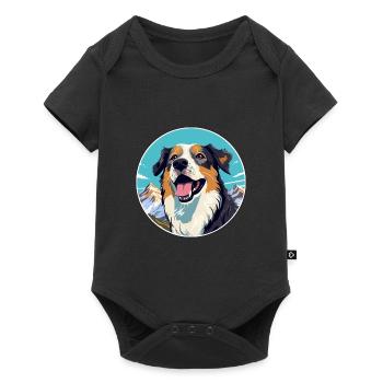 Dunker Hunderasse Cartoon Kawaii Aquarell - Baby Premium Kurzarmbody - Schwarz - Vorne