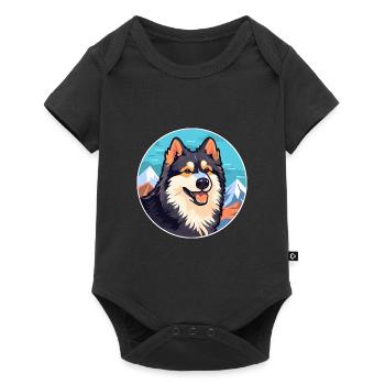 Finnish Lapphund Dog Breed Cartoon Kawaii Watercol - Baby Premium short-sleeve bodysuit - black - Front