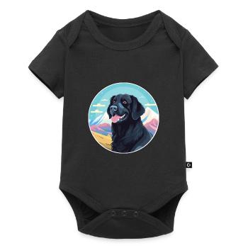 Plat enduit Retriever chien race dessin animé Kawaii Wat - Body à manches courtes Premium Bébé - noir - Devant