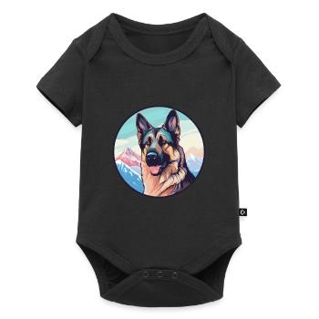 German Shepherd Dog Breed Cartoon Kawaii Watercolo - Baby Premium short-sleeve bodysuit - black - Front