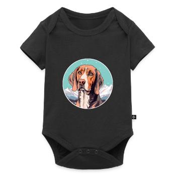 Harrier Hunderasse Cartoon Kawaii Aquarell - Baby Premium Kurzarmbody - Schwarz - Vorne