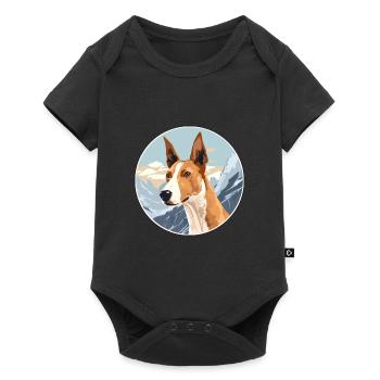 Ibizan Hound Dog Breed Cartoon Kawaii Watercolor - Baby Premium short-sleeve bodysuit - black - Front