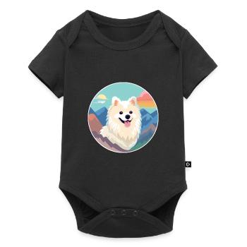 Spitz indien chien race Cartoon Kawaii aquarelle - Body à manches courtes Premium Bébé - noir - Devant