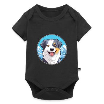 Italien Volpino chien race Cartoon Kawaii Watercolo - Body à manches courtes Premium Bébé - noir - Devant