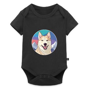 Jindo Dog Breed Cartoon Kawaii Watercolor - Baby Premium short-sleeve bodysuit - black - Front