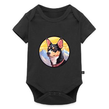 Terrier japonais chien race dessin animé kawaii watercol - Body à manches courtes Premium Bébé - noir - Devant