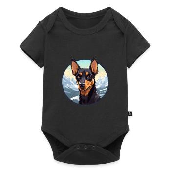 German Pinscher Dog Breed Cartoon Kawaii Watercolo - Baby Premium short-sleeve bodysuit - black - Front